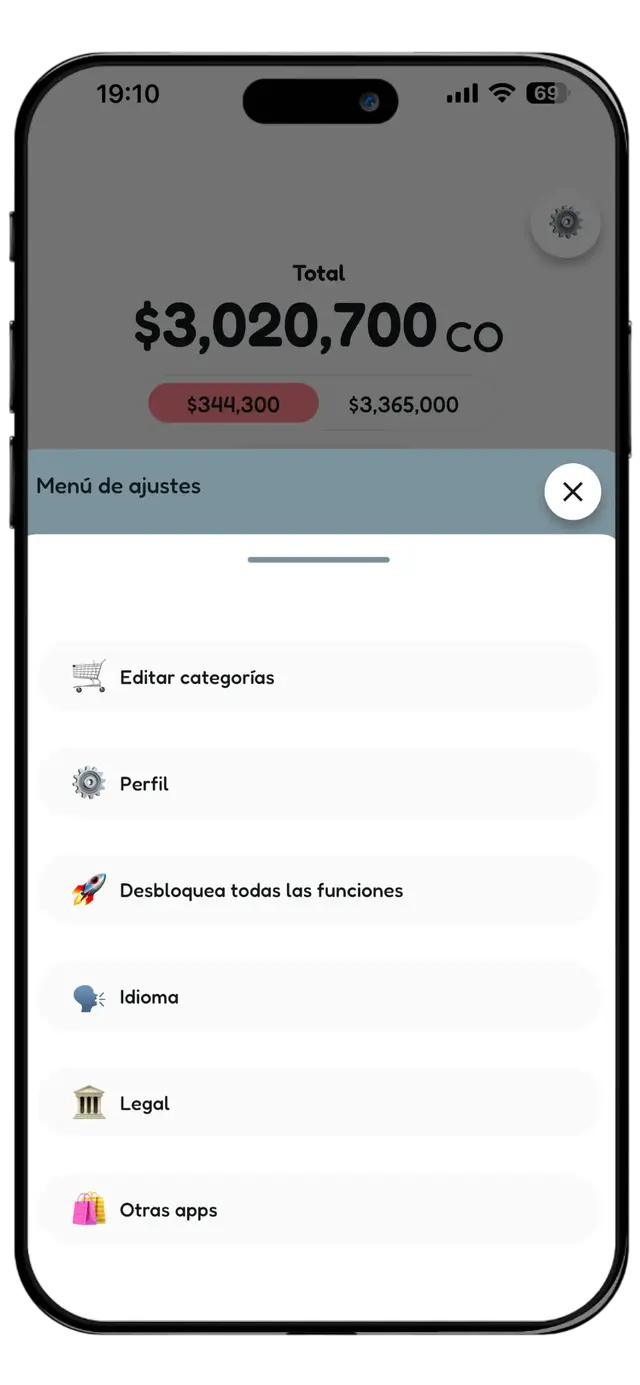 Pantalla de análisis de gastos